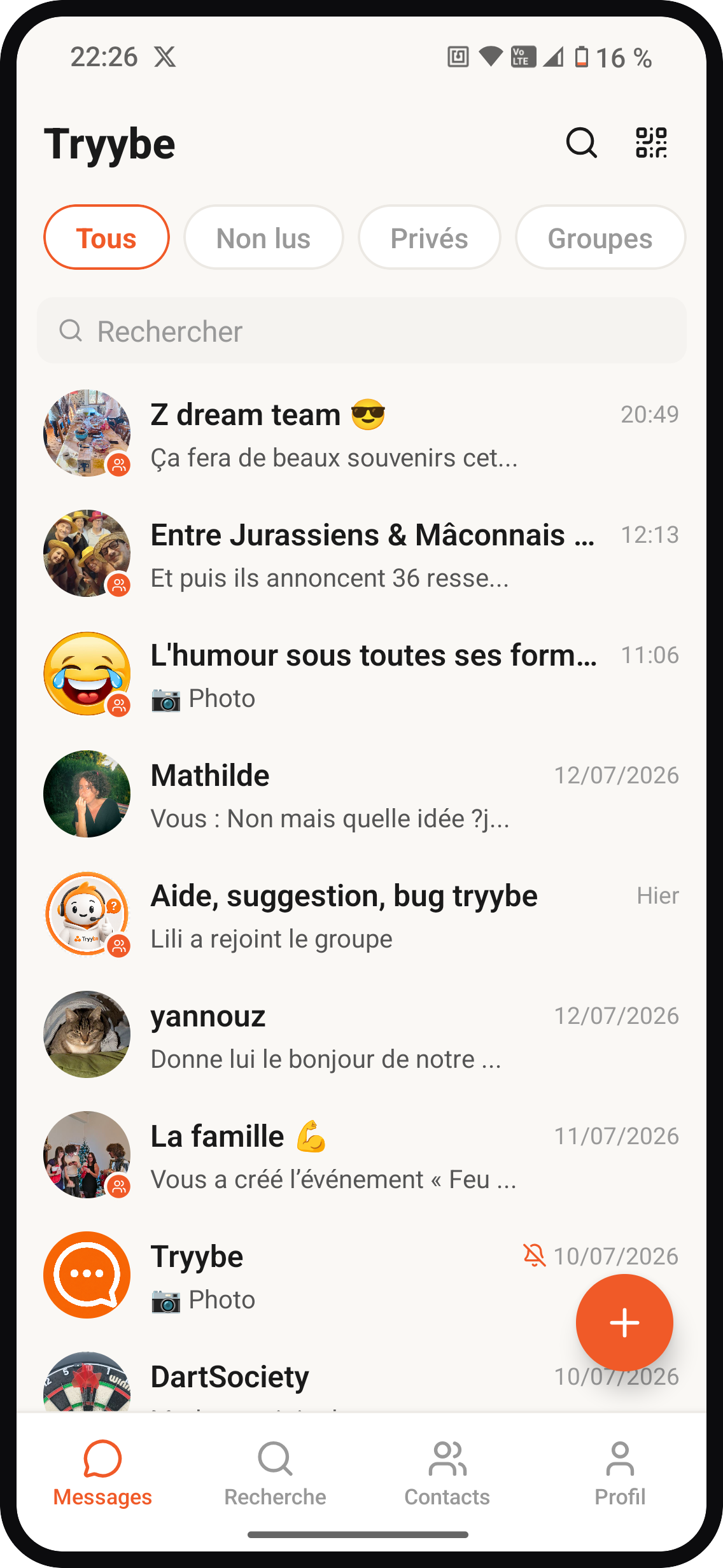 L'application Tryybe sur mobile